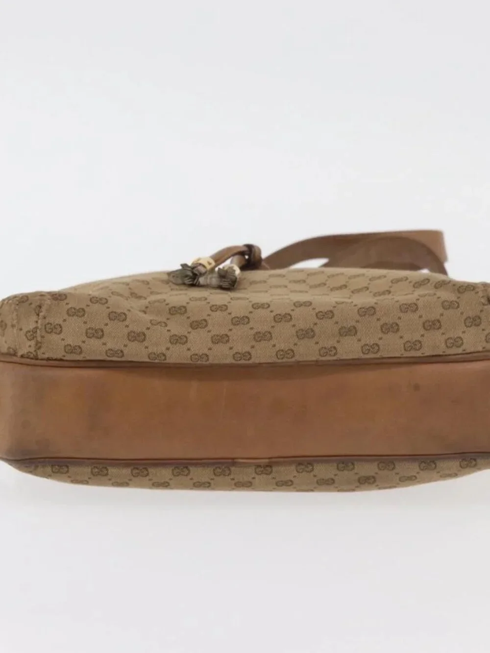 GUCCI Micro GG Supreme Shoulder Bag PVC Beige Gold Auth 175309